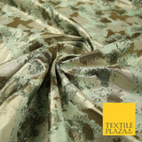 Gold Mint Green Abstract Artsy Watercolour Metallic Textured Brocade Fabric 7137