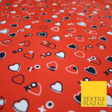 Red Valentine Love Hearts XO Hugs & Kisses Printed 100% Cotton Fabric 7357