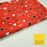 Red Valentine Love Hearts XO Hugs & Kisses Printed 100% Cotton Fabric 7357