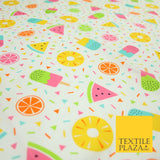 Colourful Summer Party Fruity Ice Lolly Confetti Printed 100% Cotton Fabric 7351