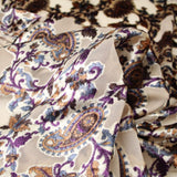 Purple Beige Paisley Floral Vine Velvet Burnout Brasso Devore Dress Fabric 7377