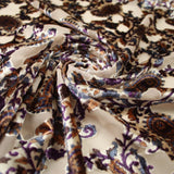 Purple Beige Paisley Floral Vine Velvet Burnout Brasso Devore Dress Fabric 7377