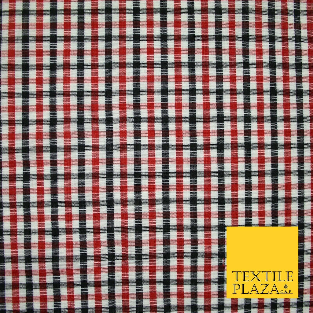 SMALL Classic Red Black White Gingham Check COTTON Fabric Picnic 56" Wide 7212