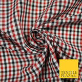 SMALL Classic Red Black White Gingham Check COTTON Fabric Picnic 56" Wide 7212