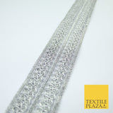 Silver / Gold Double Twin Plait Woven Plait Ribbon Trim Border Lace - 4cm Wide