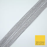 Silver / Gold Double Twin Plait Woven Plait Ribbon Trim Border Lace - 4cm Wide