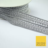 Silver / Gold Double Twin Plait Woven Plait Ribbon Trim Border Lace - 4cm Wide