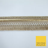 French Gold Multi Design Sequin Fringe Glitter Trim Border Lace - 4cm Wide X665