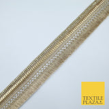 French Gold Multi Design Sequin Fringe Glitter Trim Border Lace - 4cm Wide X665