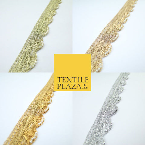 4 COLOURS - Ornate Metallic Pearl Swag Scalloped Trim Border Lace - 4cm Wide