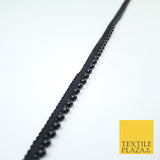 All Black Mini Pearl Beaded Ribbon Trim Border Indian Lace - 1.3cm Wide - X656