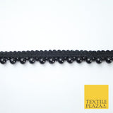 All Black Mini Pearl Beaded Ribbon Trim Border Indian Lace - 1.3cm Wide - X656