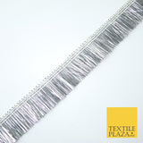 4 COLOURS - Soft Metal Effect Fringe Tassel Ribbon Trim Border Lace - 3cm Wide