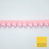 Coloured 7mm Pearl Ball Moti Beaded Ribbon Trim Border Indian Lace - 1.5cm Wide