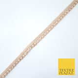 15 COLOURS - Premium Slim Sequin Pearl Beaded Ribbon Trim Border Lace - 1cm Wide