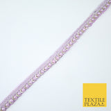 15 COLOURS - Premium Slim Sequin Pearl Beaded Ribbon Trim Border Lace - 1cm Wide