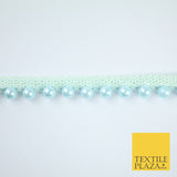 Coloured 7mm Pearl Ball Moti Beaded Ribbon Trim Border Indian Lace - 1.5cm Wide