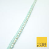 15 COLOURS - Premium Slim Sequin Pearl Beaded Ribbon Trim Border Lace - 1cm Wide