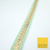 2 COLOURS Gold Sequin Skyline Zari Slubbed Raw Silk Trim Border Lace - 2cm Wide