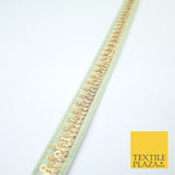 2 COLOURS Gold Sequin Skyline Zari Slubbed Raw Silk Trim Border Lace - 2cm Wide