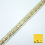 2 COLOURS Gold Sequin Skyline Zari Slubbed Raw Silk Trim Border Lace - 2cm Wide