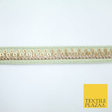 2 COLOURS Gold Sequin Skyline Zari Slubbed Raw Silk Trim Border Lace - 2cm Wide