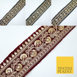 4 COLOURS - Ornate Fancy Embroidered Floral VELVET Trim Border Lace - 6cm Wide