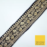 4 COLOURS - Ornate Fancy Embroidered Floral VELVET Trim Border Lace - 6cm Wide