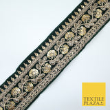 4 COLOURS - Ornate Fancy Embroidered Floral VELVET Trim Border Lace - 6cm Wide