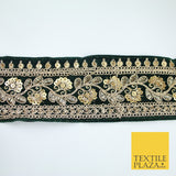 4 COLOURS - Ornate Fancy Embroidered Floral VELVET Trim Border Lace - 6cm Wide