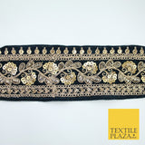 4 COLOURS - Ornate Fancy Embroidered Floral VELVET Trim Border Lace - 6cm Wide