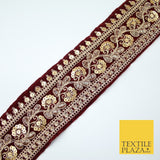 4 COLOURS - Ornate Fancy Embroidered Floral VELVET Trim Border Lace - 6cm Wide