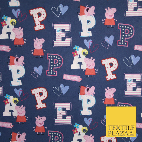 PEPPA PIG Patchwork Letters Hearts Digital Print 100% Cotton Fabric 59" 8214