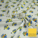 White Blue Cheeky DESPICABLE ME MINIONS Novelty Digital Print 100% Cotton Fabric