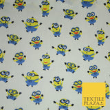 White Blue Cheeky DESPICABLE ME MINIONS Novelty Digital Print 100% Cotton Fabric