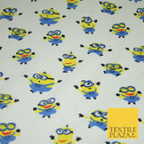 White Blue Cheeky DESPICABLE ME MINIONS Novelty Digital Print 100% Cotton Fabric