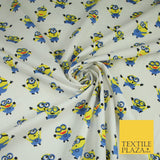 White Blue Cheeky DESPICABLE ME MINIONS Novelty Digital Print 100% Cotton Fabric