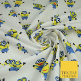 White Blue Cheeky DESPICABLE ME MINIONS Novelty Digital Print 100% Cotton Fabric