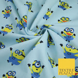 White Blue Cheeky DESPICABLE ME MINIONS Novelty Digital Print 100% Cotton Fabric