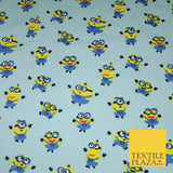 White Blue Cheeky DESPICABLE ME MINIONS Novelty Digital Print 100% Cotton Fabric