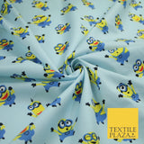 White Blue Cheeky DESPICABLE ME MINIONS Novelty Digital Print 100% Cotton Fabric