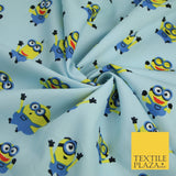 White Blue Cheeky DESPICABLE ME MINIONS Novelty Digital Print 100% Cotton Fabric