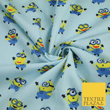 White Blue Cheeky DESPICABLE ME MINIONS Novelty Digital Print 100% Cotton Fabric