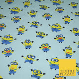 White Blue Cheeky DESPICABLE ME MINIONS Novelty Digital Print 100% Cotton Fabric