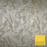 Champagne Gold Grey Hazy Floral Metallic Textured Brocade Fabric 8517