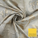 Champagne Gold Grey Hazy Floral Metallic Textured Brocade Fabric 8517