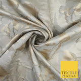 Champagne Gold Grey Hazy Floral Metallic Textured Brocade Fabric 8517