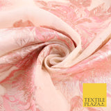 Light Peach Coral Floral Bloom Textured Brocade Jacquard Fabric 8523