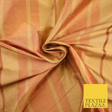 8 COLOURS - Fryetts Luxury Textured Multi Line Striped 100% PURE SILK Fabric