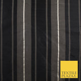 8 COLOURS - Fryetts Luxury Textured Multi Line Striped 100% PURE SILK Fabric